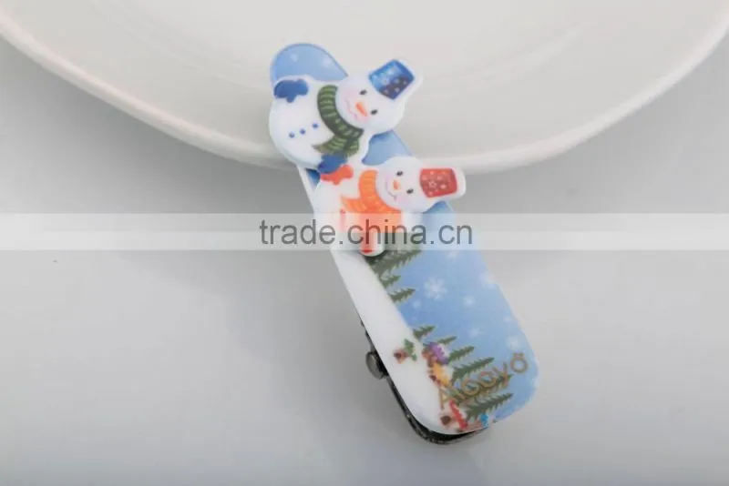 Christmas hair clip with snowman and glove ornament funny kids alligator hair clip