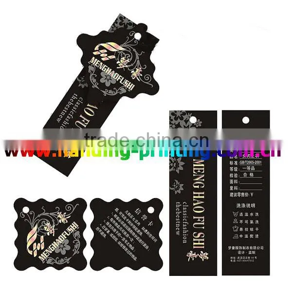 High quality custom black clothes paper tag printing service in China