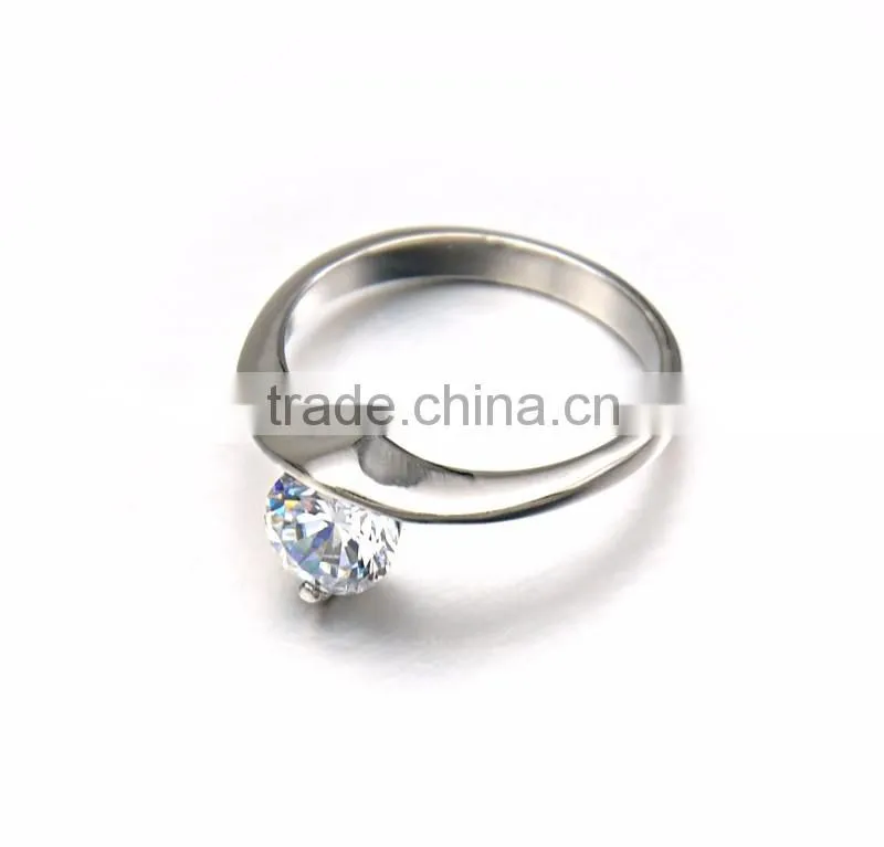 Unique Design Luxury Zircon Wedding Band Finger Rings Women Stainless Steel Engagement Ring