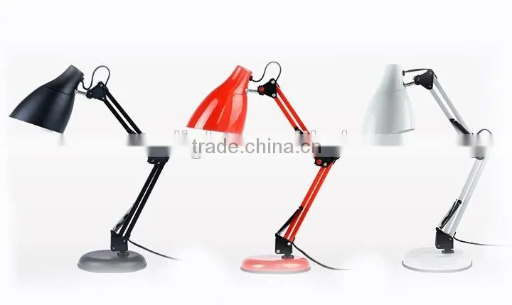 Adjustable Height Modern Bend Desk Lamp Metal In Black White And Red Finish Bedroom Living Room Table Lamp