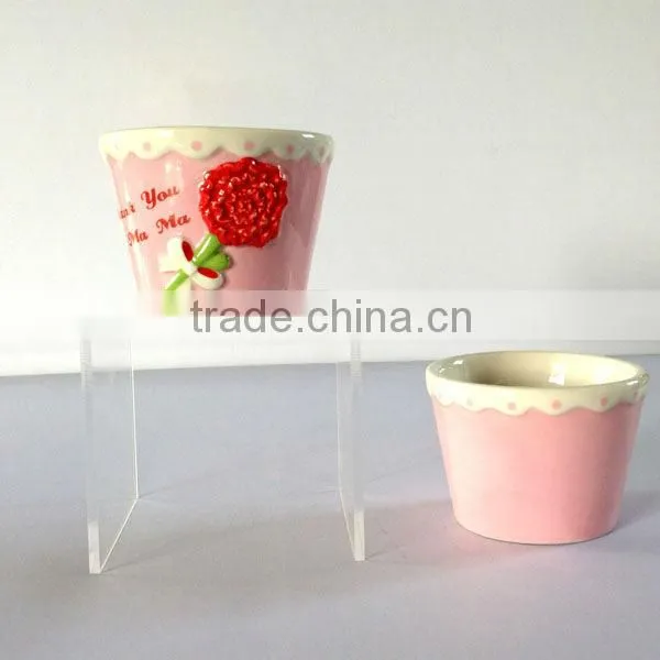 Ceramic with Carnation flower Decal Ceramic pudding bowl