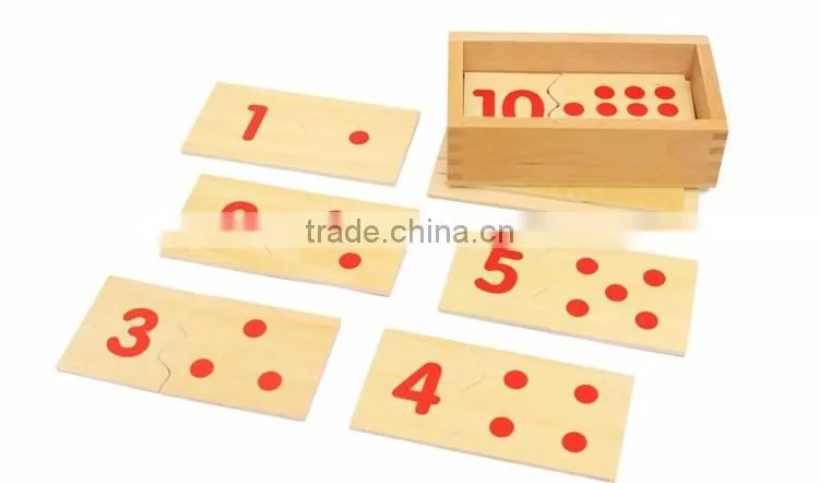 Wooden dominos Baby Early Childhood Education Montessori Number and Counter Match-up Puzzle