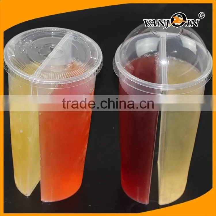 33 oz 1000ml Plastic PP split boba tea cups with lid