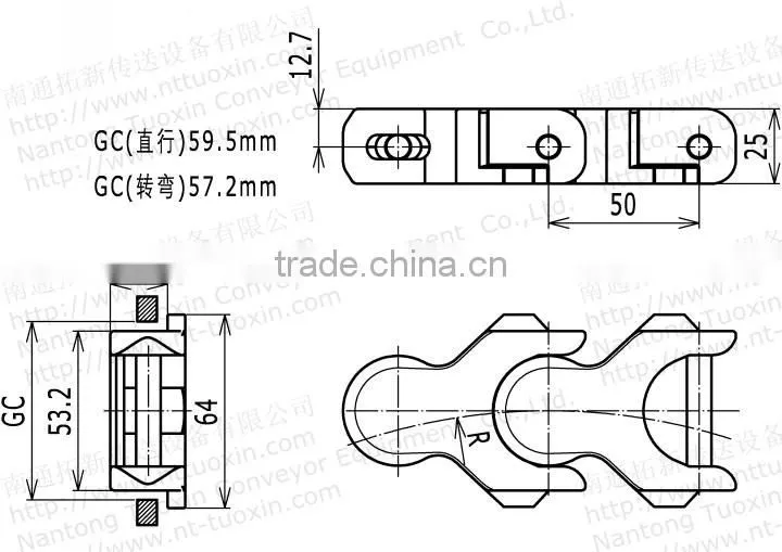 1701 Multiflex Chains,flat top chains for Milk Processing Machinery