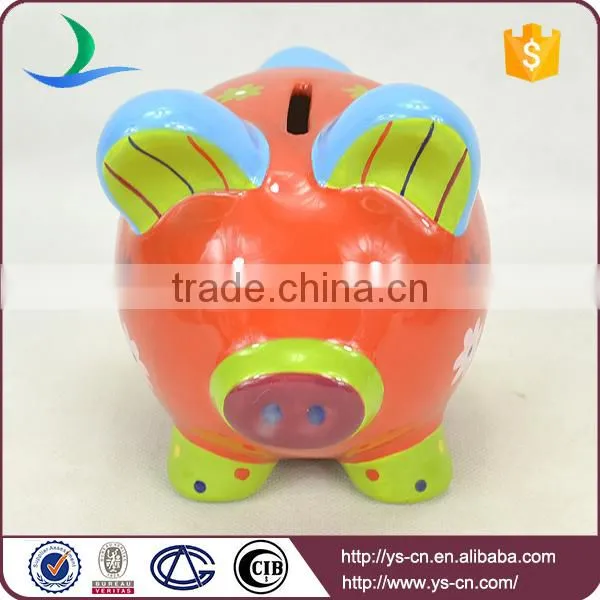 2015 Popular unique Ceramic Red Piggy Coin Bank for baby