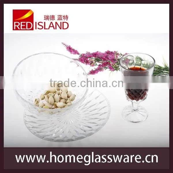 set of 3 pcs diamond glass plate set glass dish glass soup bowl