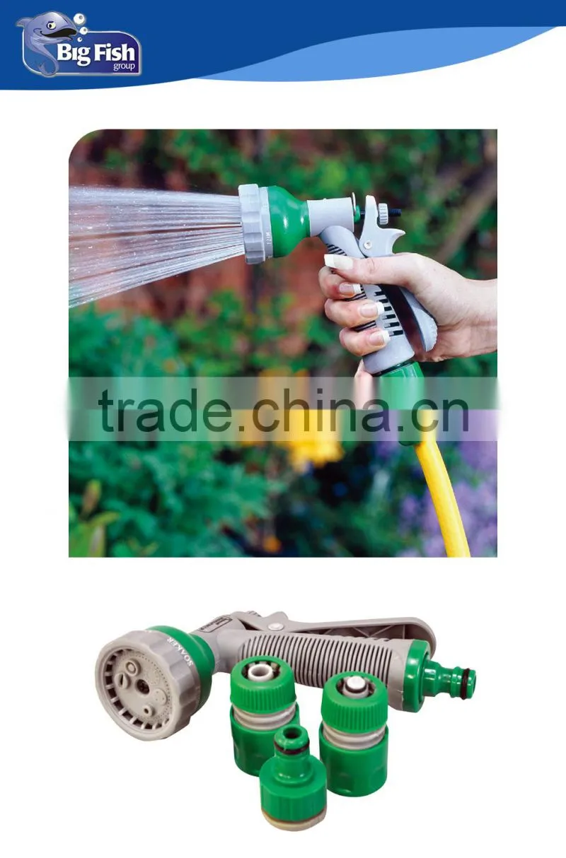 6 patterns/dial/function spray gun set for garden lawn and flower watering/4 pcs with female water stop/tap connect for 1/2 3/4