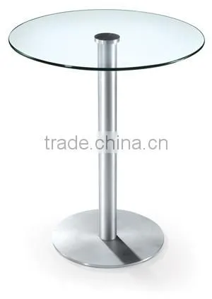 tempered glass top brushed steel base cocktail table bar table LQ- GT30