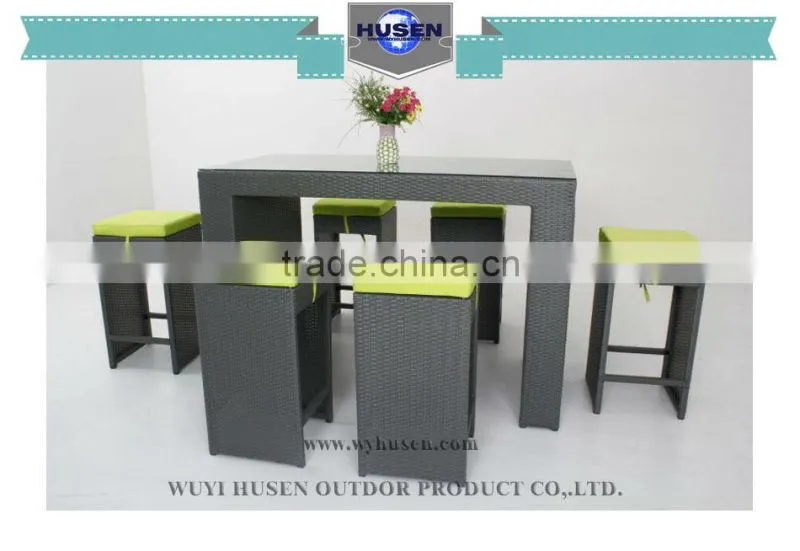 poly wicker bar table and chair