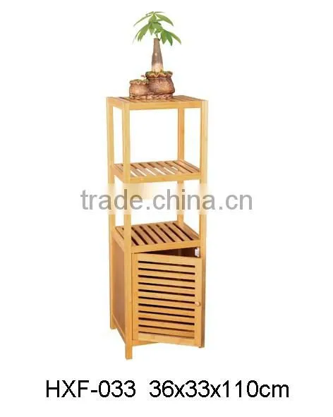 3 tiers bamboo organizer / storage shelf cabinet with door