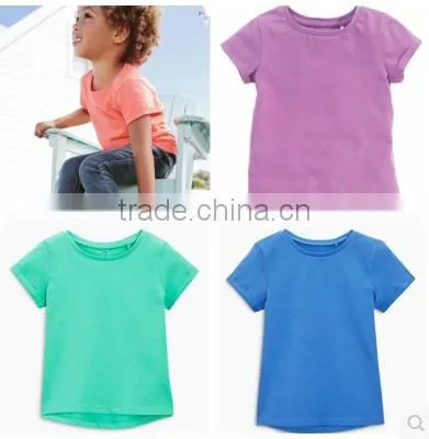 2017 hot sales children girls o-neck short sleeve T-shirt pure color
