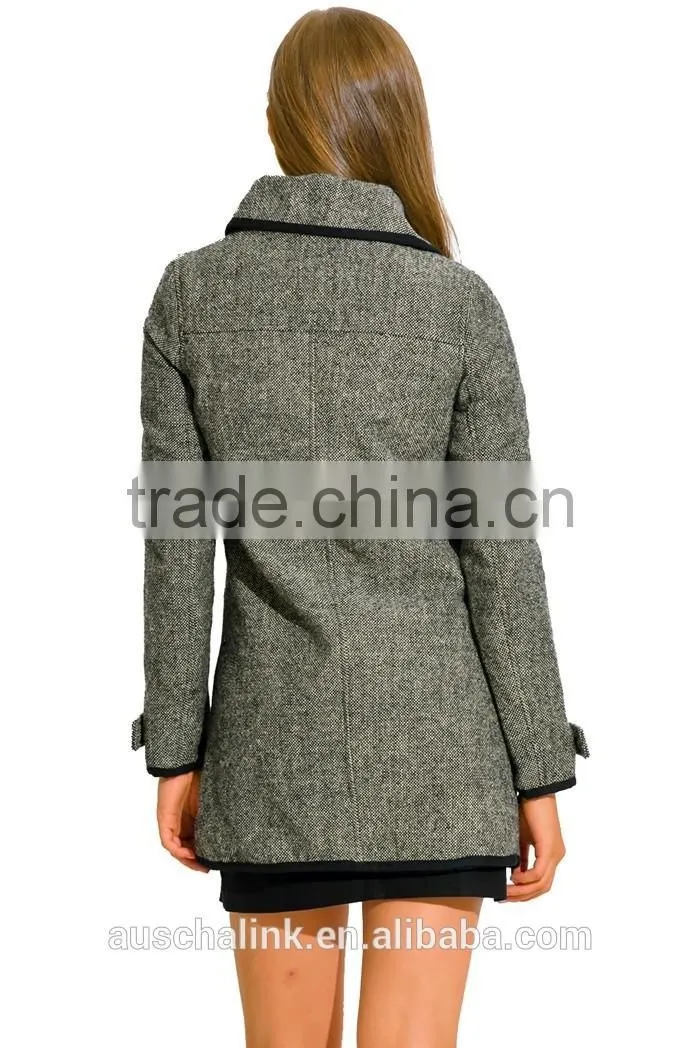 high quality new model charcoal gray wool blend women's coat