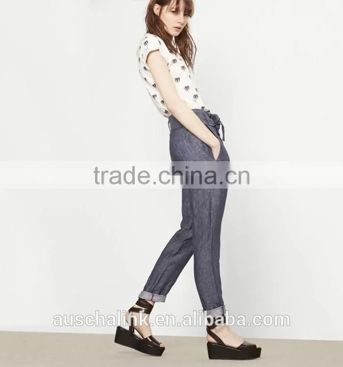 2017 new arrival women linen pants new pattern low price