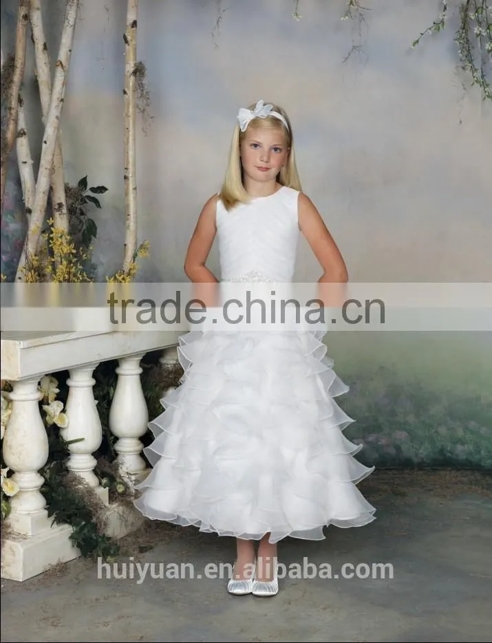 Newest halter full length beaded baby gown 10 year olds girls dress