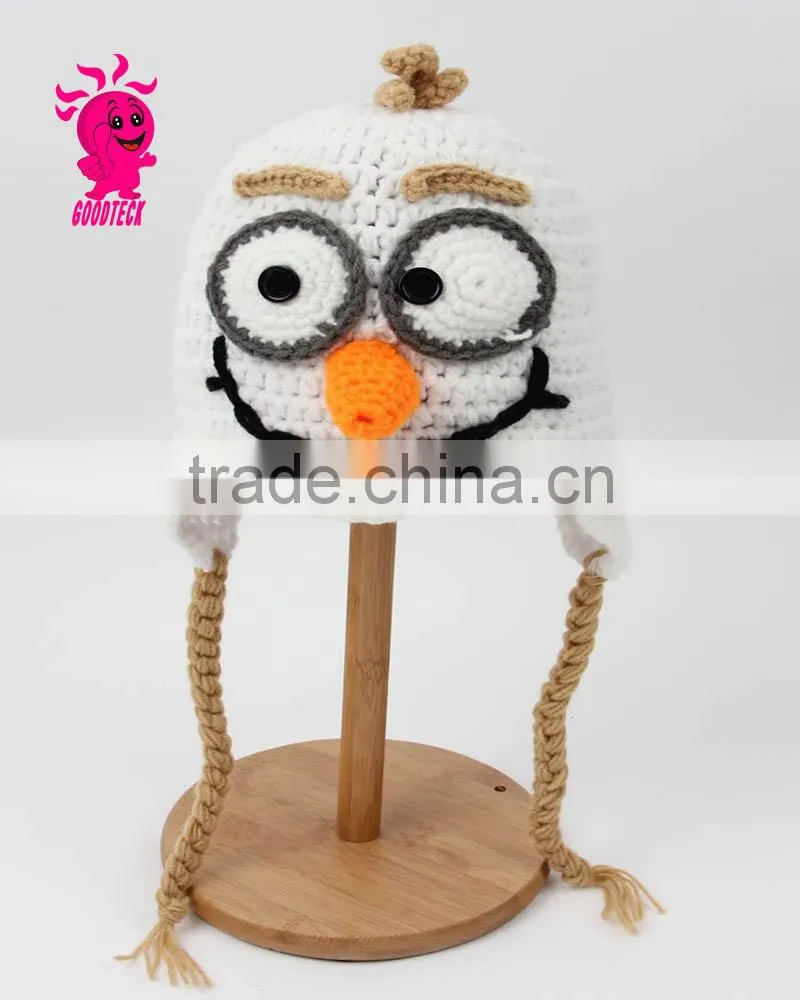 2015 hot sale Hand hook A funny face baby wool hats, Color matching hats