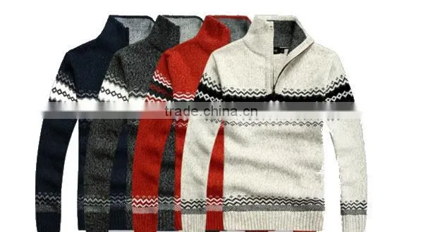 Autumn and Winter Wool Knitting Pattern 1/4 Zipper Fashion Men Pullover