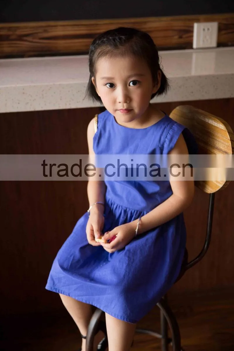 COOL KID ZONE 2016 sleeveless modern cotton linen breathable children summer girls linen dress