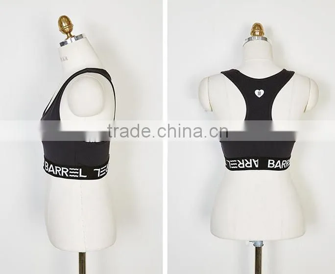 2017 New Fashion Design Customized Your Own Brand Logo Elastic Band 95%Cotton 5%Spandex Sport Crop Top Bralettes