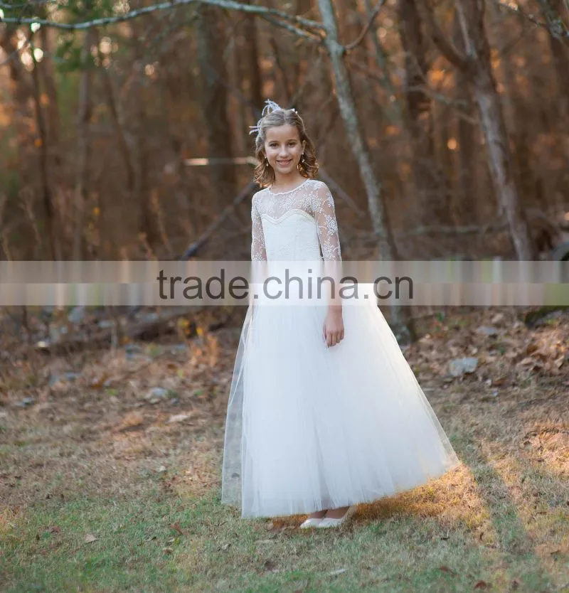 Flower Girls Lace Tutu Wedding White Dress