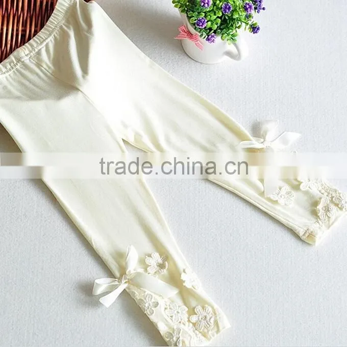 New Fashion Infant Girls Leggings Modal Bowknot Flower Trousers Korean Style Capri Pants Children Clothes PT40812-25