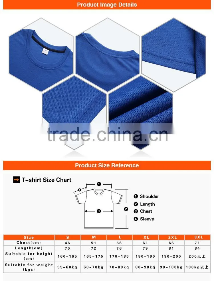 Logo Printing 100% Dry Fit Polyester Moisture Wicking T Shirt