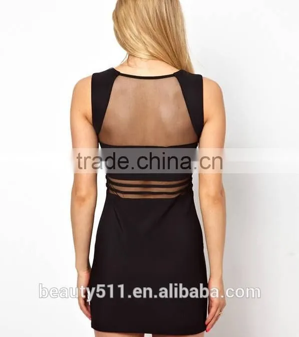 Hot Sale Plus Size Cheap Women Elegant Office Lady Sleeveless Stripe Party Dress SD76