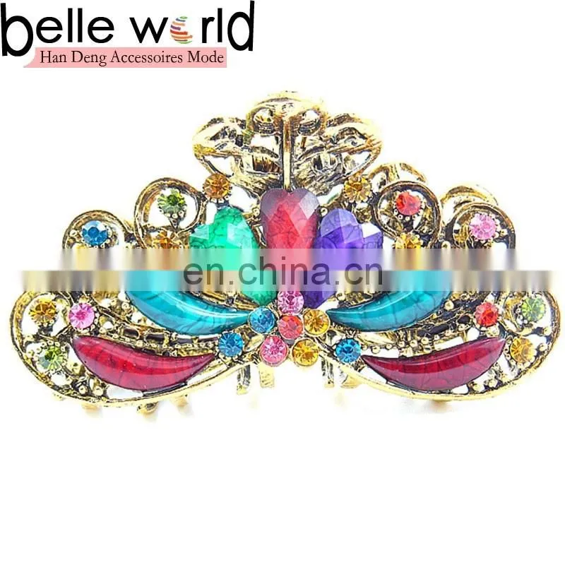 Fashion Large Alloy Peacock Rhinestone Jewel Hair Claw Clip