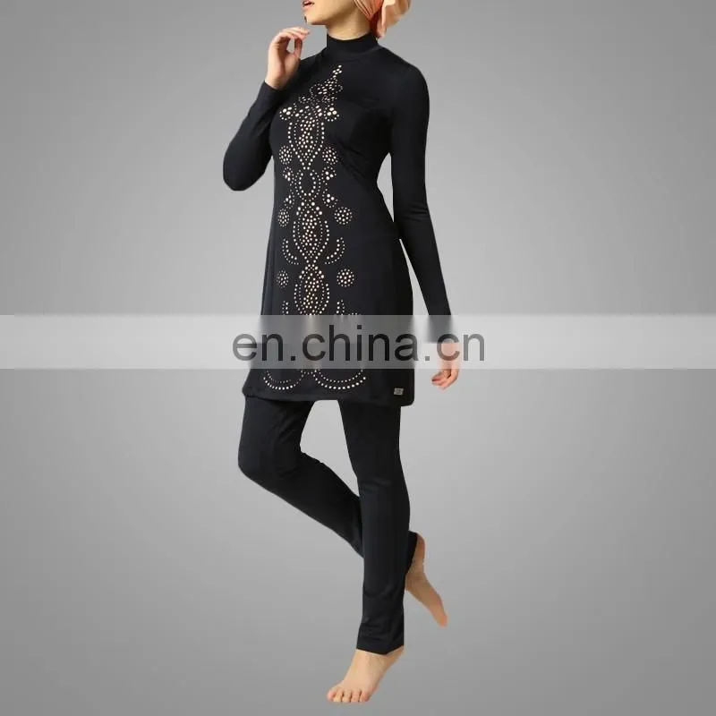 Muslim Women Beading Swimming Suit Traditional Two Pieces Swimwear Soft for Wearing
