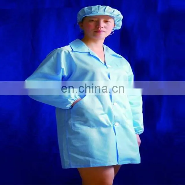Polyester filament conductive fibers antistatic lab coats/cleanroom suit/esd garment