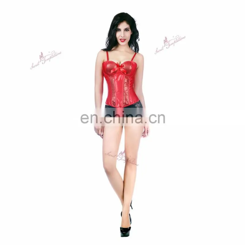 wholesale waist shaper sequins up with bow mature lady luxury lingerie women sexy red corset