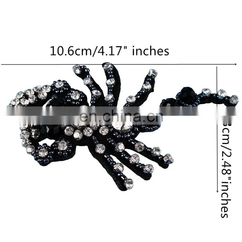 Fashion Beading Crystal Rhinestones Black Scorpion Patches Applique for Garment