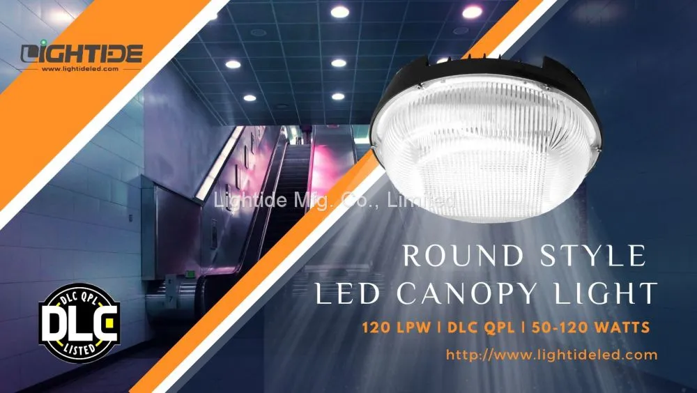 Lightide DLC QPL Round Vandal-proof LED Canopy Lights_Garage Lights 50W-120W