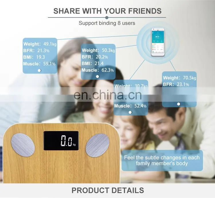 Smart App Digital Wireless Fat Weigh Body Fat Digital Precision Scale With App