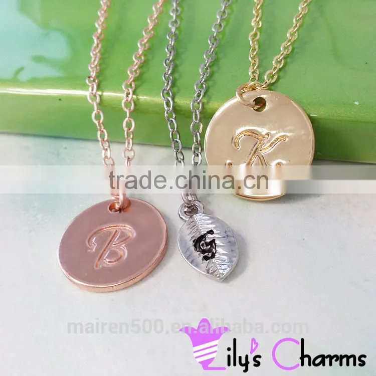 wholesale costume initial disc pendant necklace jewelry