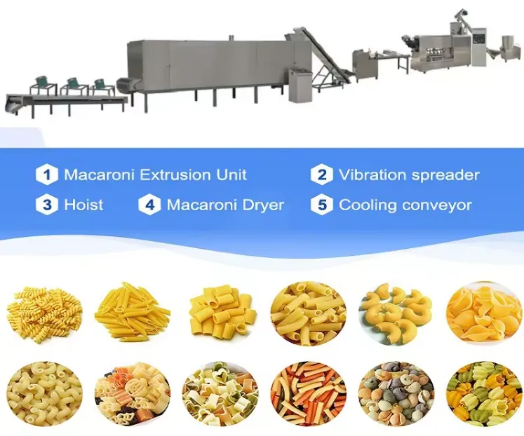 Full Automatic Industrial 100kg Per Hour Pasta Spaghetti Macaroni Production Line