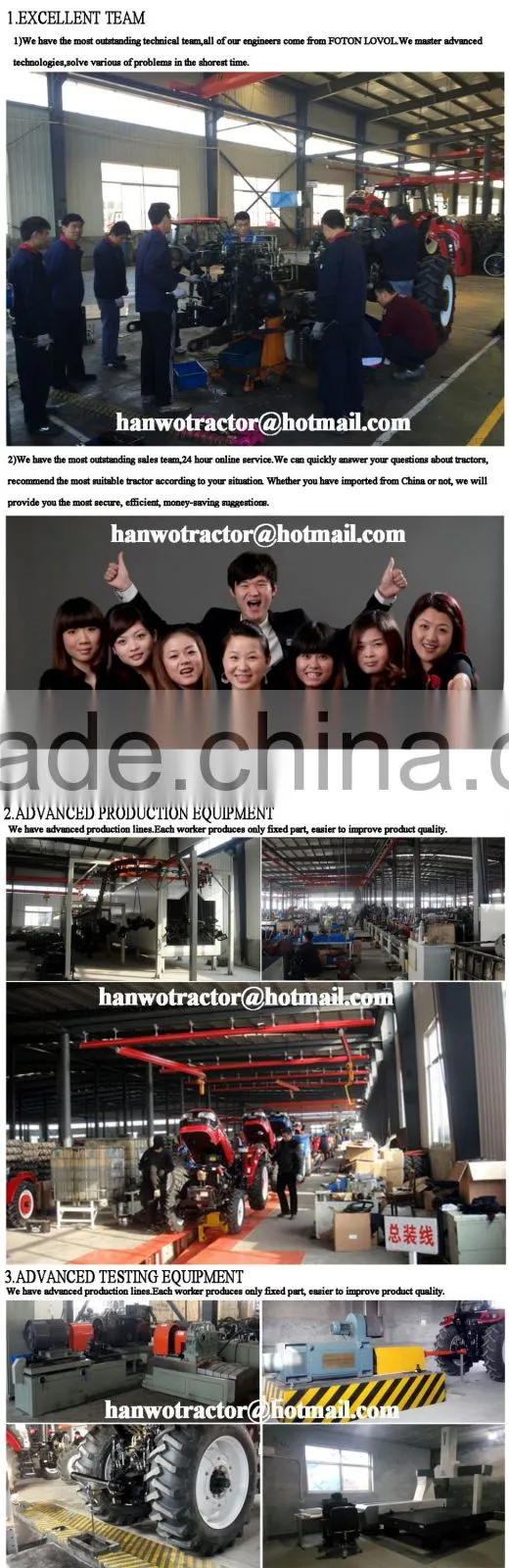 Hanwo brand 110hp 4wd tractor for sale