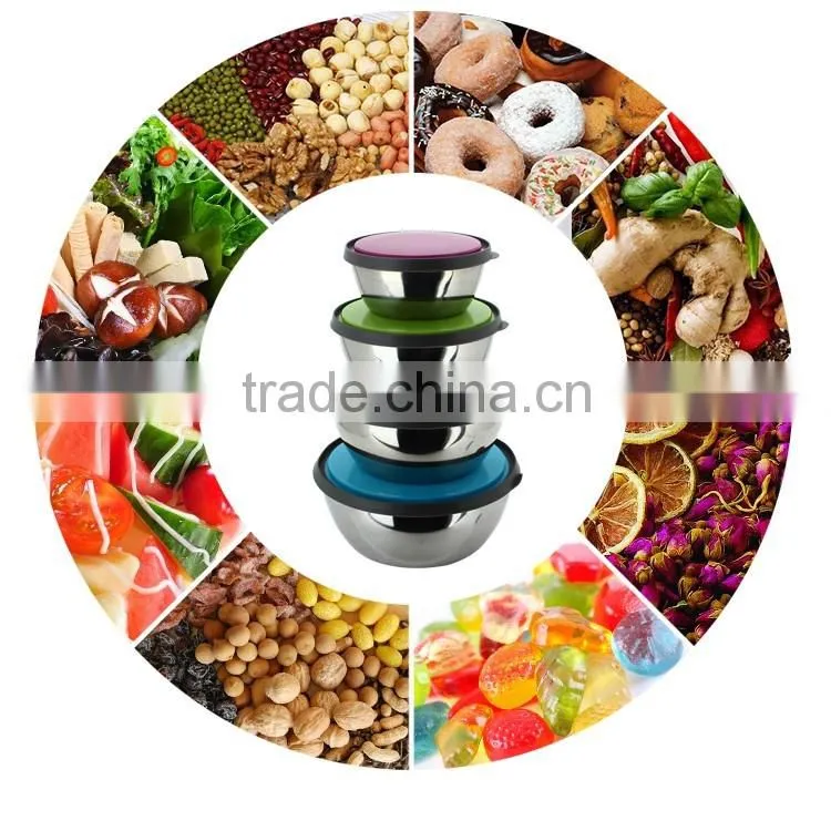 high quality food storage box/stainless steel mixing bowl set/salad bowl set metal with lid