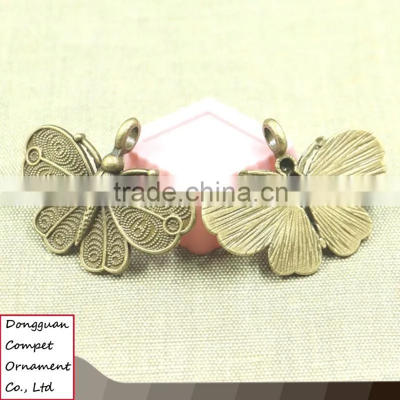 Wholesale diy jewelry accessories zinc alloy big hole insects butterfly pendant
