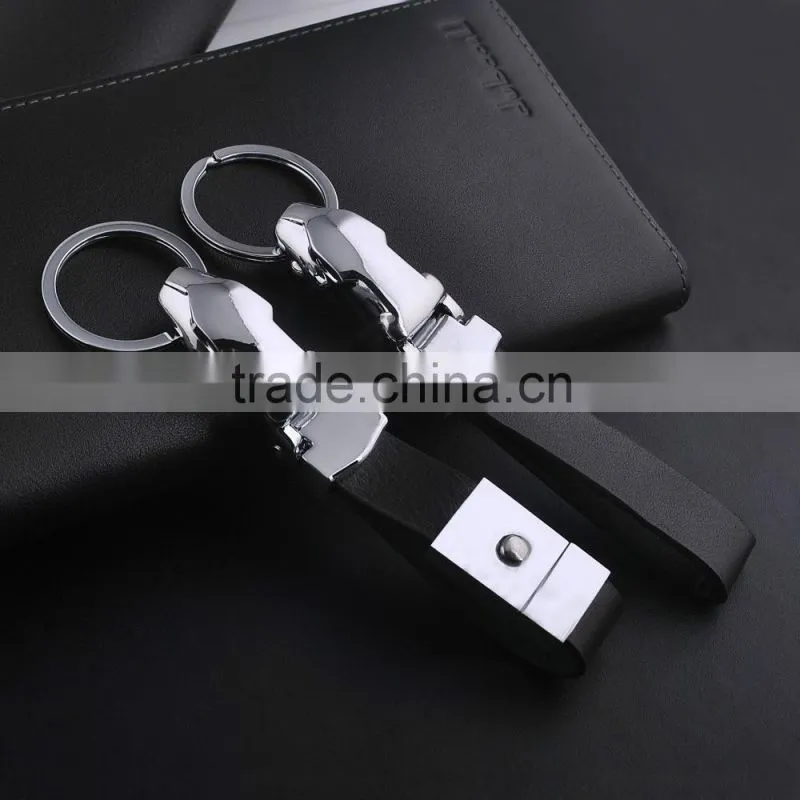 Latest leather key ring holiday gifts Leopard Jaguar head car Keychain