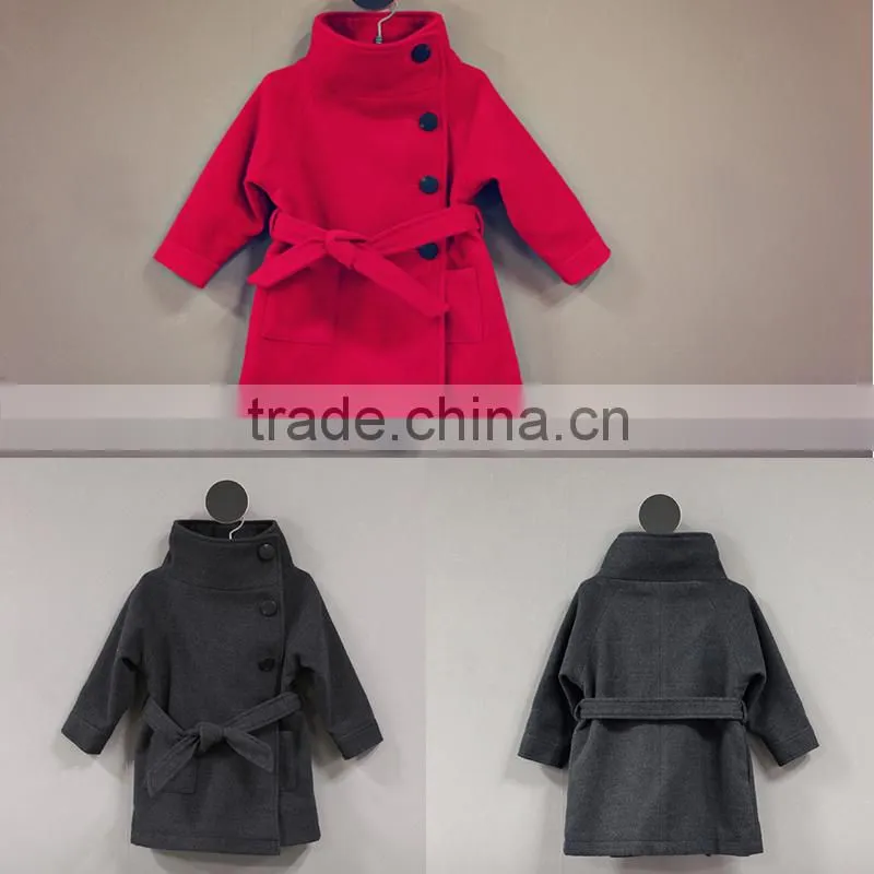 Fashion Vintage Girls Pea Coat Little Girls Winter Wool Hooded Classic Coat