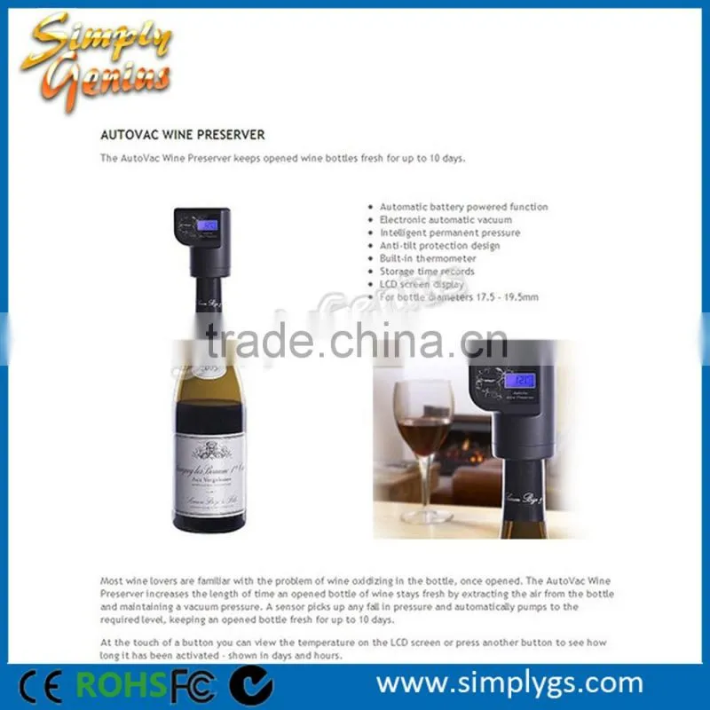 (Exclusive) Smart Automatic Wine Bottle Saver Cork Vacuum Preserver Stopper