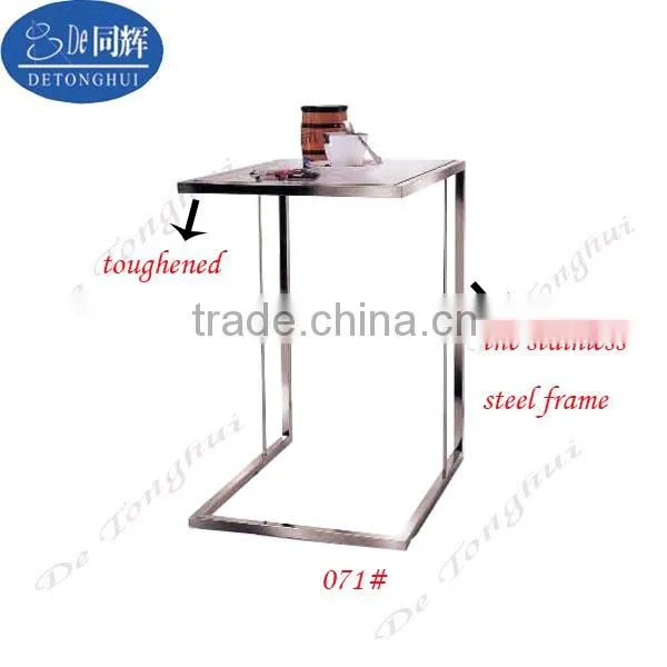 fashion hot sale stainless frame square glass corner stand071#