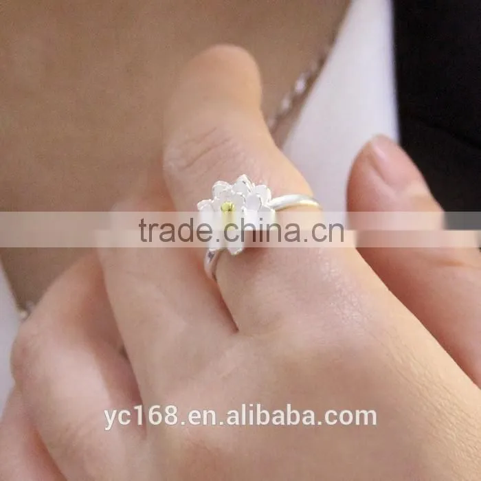 Fashion Jewelry Type 925 Sterling Silver Coral Flower Wedding Rings Wholesale Korea Jewelry