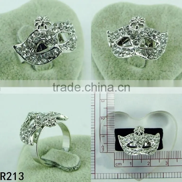 Fashion Mysterious mask rhinestone plated silver ring unique kind of style ring R213