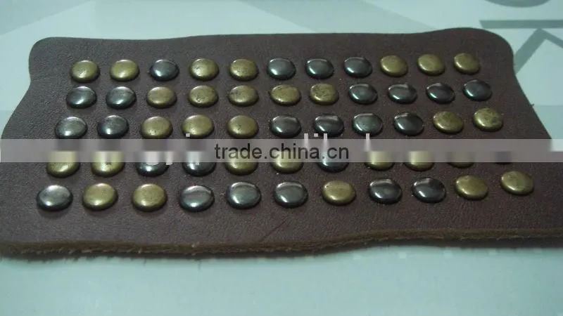 eco-friendly cheap real leather patch with metal jeans rivet