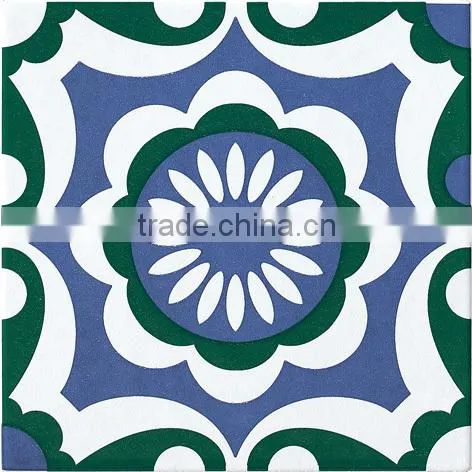 new product-fashionabe blue wall decoration flower porcelain tile /spanised tile 20*20cm