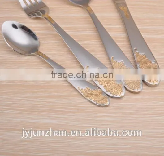Gold plated fork knife sets with stainless steel 430 material and low price