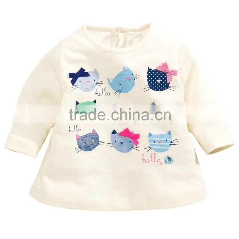 Combed cotton custom printed girl long sleeve girl cute girl cotton t-shirt
