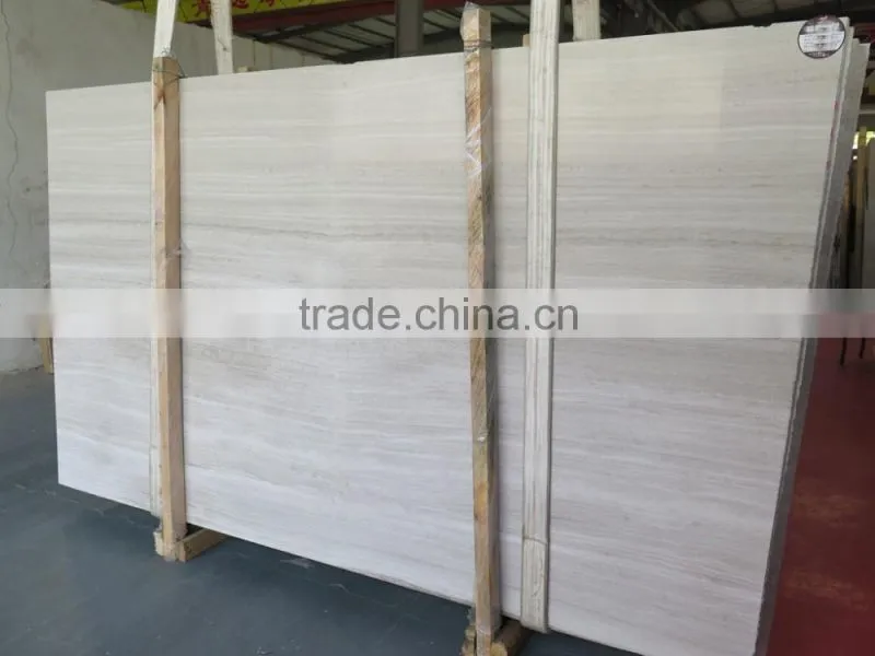 Chinese white wood veined marble slab