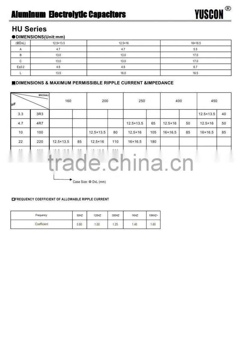 High reliability aluminum electrolytic capacitor supplier in China